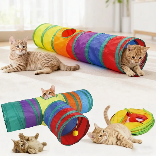 Cat Teaser Wand Cat Toy Self Entertainment Maze Tunnel Collapsible Drill Channel Interactive Play For Indoor Kitten Pet Playing