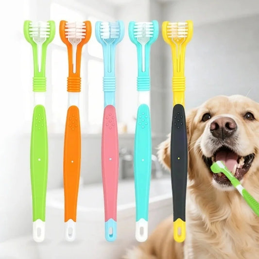 3-Sided Pet Toothbrush Dog Plastic Toothbrush Removing Bad Breath Tartar Cleaning Mouth Pet Dental Care Cat Cleaning Mouth
