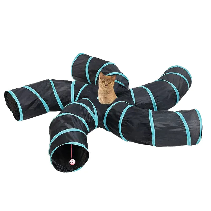 Cat Teaser Wand Cat Toy Self Entertainment Maze Tunnel Collapsible Drill Channel Interactive Play For Indoor Kitten Pet Playing