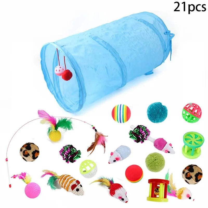 Cat Teaser Wand Cat Toy Self Entertainment Maze Tunnel Collapsible Drill Channel Interactive Play For Indoor Kitten Pet Playing
