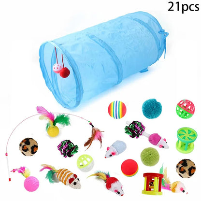 Cat Teaser Wand Cat Toy Self Entertainment Maze Tunnel Collapsible Drill Channel Interactive Play For Indoor Kitten Pet Playing