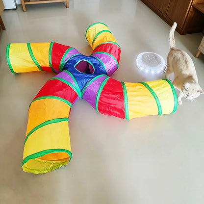 Cat Teaser Wand Cat Toy Self Entertainment Maze Tunnel Collapsible Drill Channel Interactive Play For Indoor Kitten Pet Playing