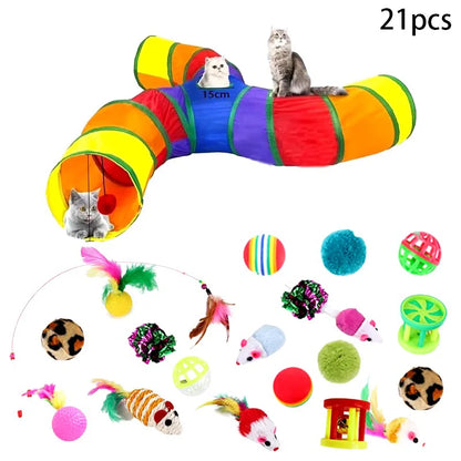 Cat Teaser Wand Cat Toy Self Entertainment Maze Tunnel Collapsible Drill Channel Interactive Play For Indoor Kitten Pet Playing