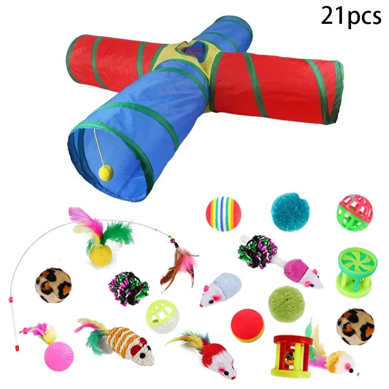 Cat Teaser Wand Cat Toy Self Entertainment Maze Tunnel Collapsible Drill Channel Interactive Play For Indoor Kitten Pet Playing