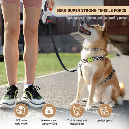 5m 8m 50kg Dog Leash Retractable Roulette Collar for Small Big Dogs Accessories Adjustable Walking Hiking French Bulldog Rope