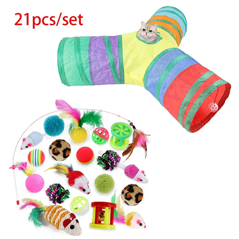 Cat Teaser Wand Cat Toy Self Entertainment Maze Tunnel Collapsible Drill Channel Interactive Play For Indoor Kitten Pet Playing