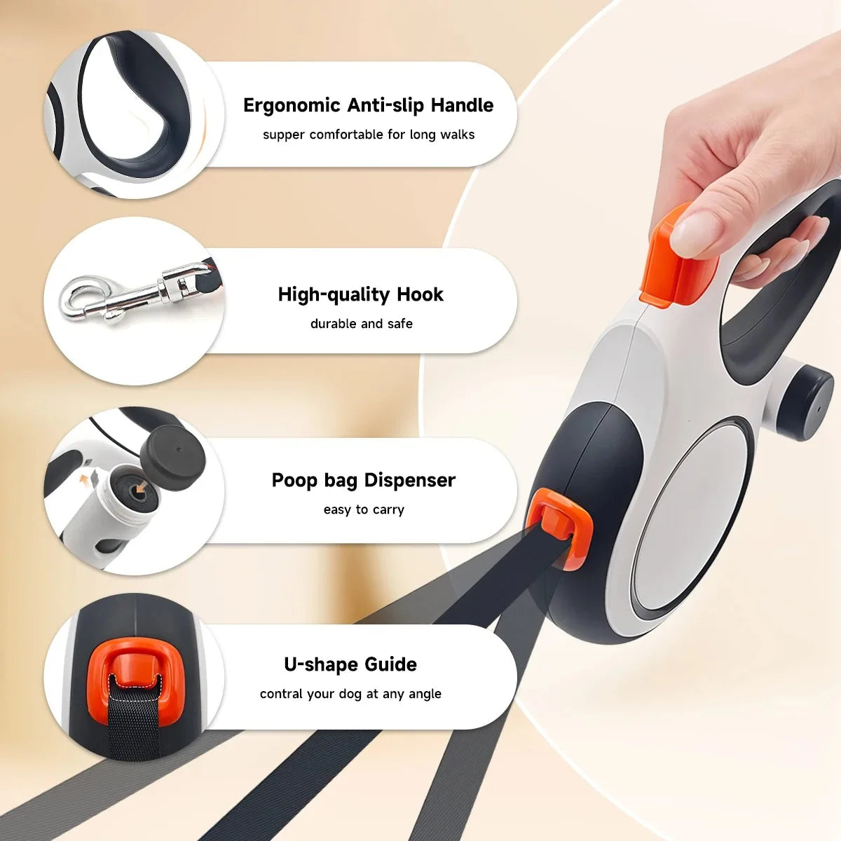 5m 8m 50kg Dog Leash Retractable Roulette Collar for Small Big Dogs Accessories Adjustable Walking Hiking French Bulldog Rope