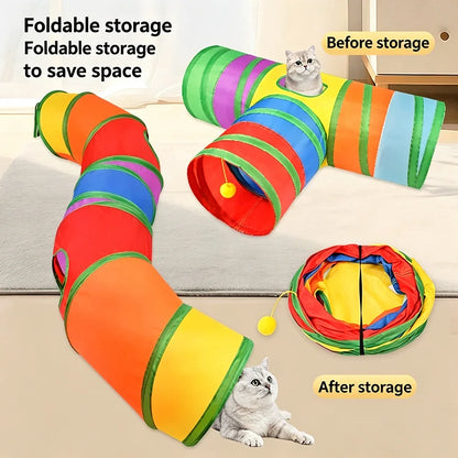 Cat Teaser Wand Cat Toy Self Entertainment Maze Tunnel Collapsible Drill Channel Interactive Play For Indoor Kitten Pet Playing