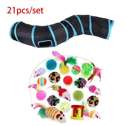 Cat Teaser Wand Cat Toy Self Entertainment Maze Tunnel Collapsible Drill Channel Interactive Play For Indoor Kitten Pet Playing