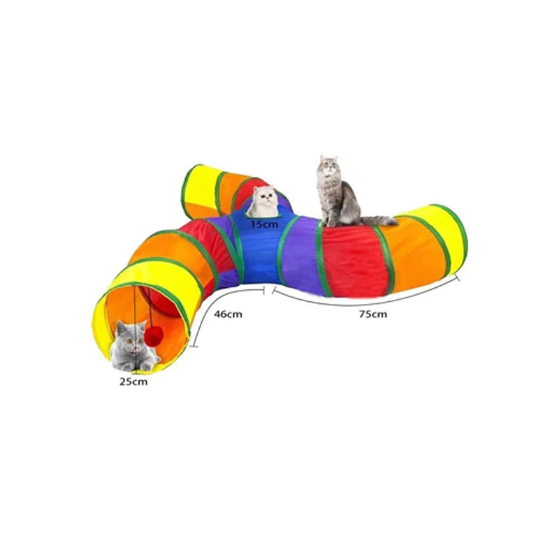 Cat Teaser Wand Cat Toy Self Entertainment Maze Tunnel Collapsible Drill Channel Interactive Play For Indoor Kitten Pet Playing