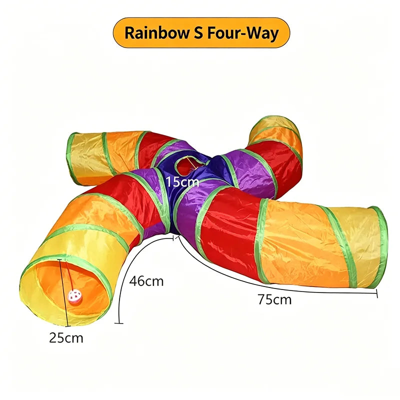 Cat Teaser Wand Cat Toy Self Entertainment Maze Tunnel Collapsible Drill Channel Interactive Play For Indoor Kitten Pet Playing