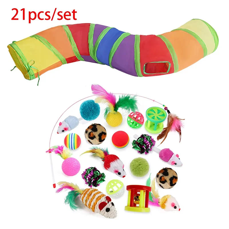Cat Teaser Wand Cat Toy Self Entertainment Maze Tunnel Collapsible Drill Channel Interactive Play For Indoor Kitten Pet Playing