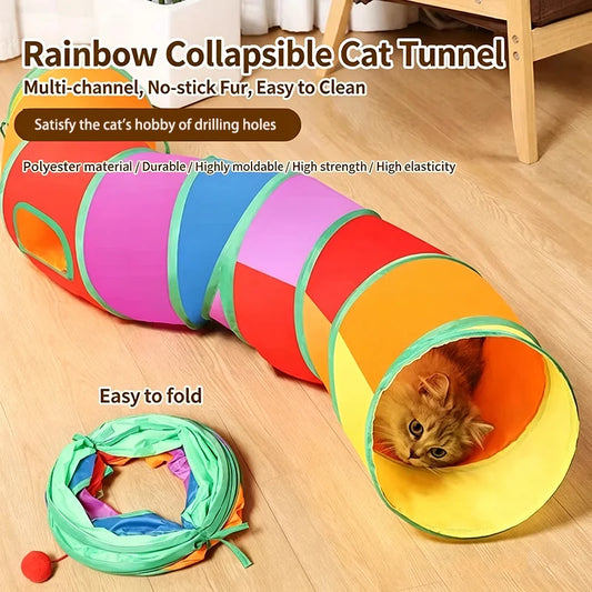 Cat Teaser Wand Cat Toy Self Entertainment Maze Tunnel Collapsible Drill Channel Interactive Play For Indoor Kitten Pet Playing