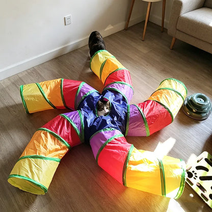 Cat Teaser Wand Cat Toy Self Entertainment Maze Tunnel Collapsible Drill Channel Interactive Play For Indoor Kitten Pet Playing
