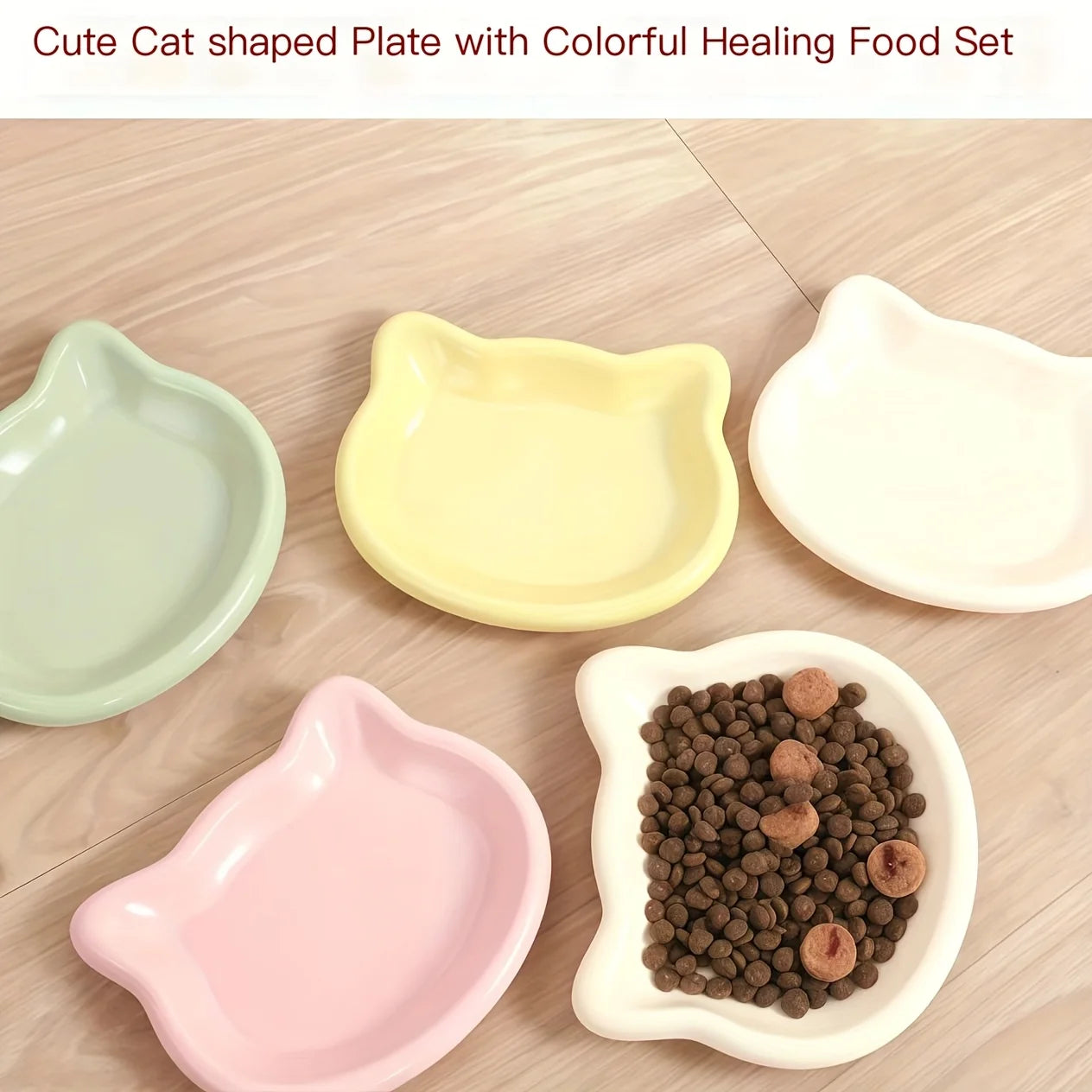 4-Color Pet Bowl Cat Food Dish Canned Snack Frozen Meal Plate for Dwarf Cats Premium Anti-Black-Nose Pet Dish Home Use Pet Bowl.