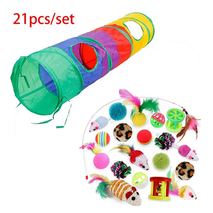 Cat Teaser Wand Cat Toy Self Entertainment Maze Tunnel Collapsible Drill Channel Interactive Play For Indoor Kitten Pet Playing