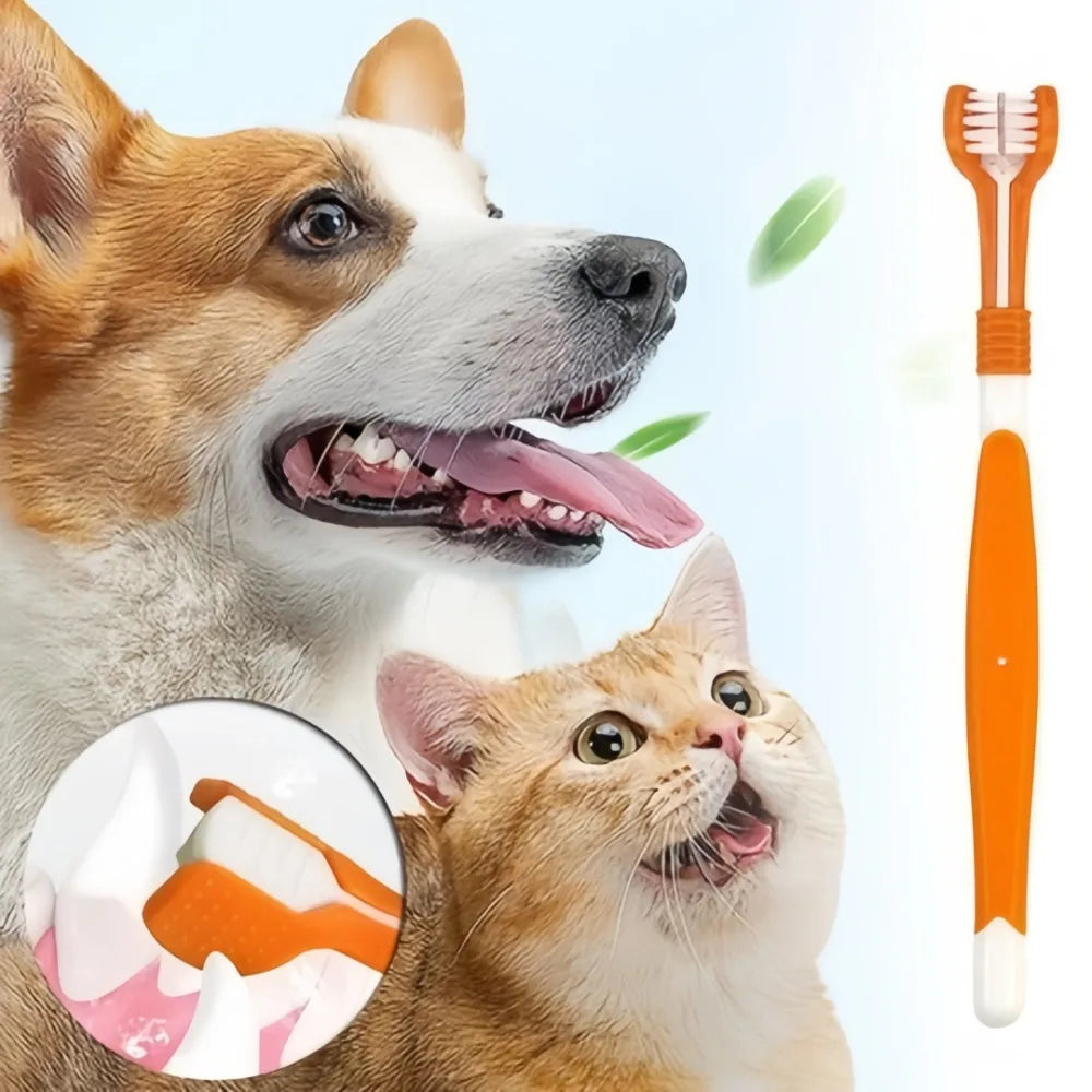 3-Sided Pet Toothbrush Dog Plastic Toothbrush Removing Bad Breath Tartar Cleaning Mouth Pet Dental Care Cat Cleaning Mouth