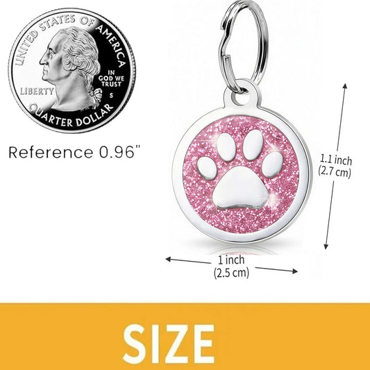 Free Personalized Dog Cat Plate Tags Engraved Puppy Pet ID Name Collar Tag Alloy Paw Glitter Pendant Pets Dogs Accessories