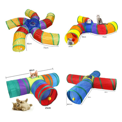 Cat Teaser Wand Cat Toy Self Entertainment Maze Tunnel Collapsible Drill Channel Interactive Play For Indoor Kitten Pet Playing